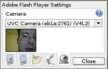Flash Player 10 Camera configuration on an Asus EEE PC