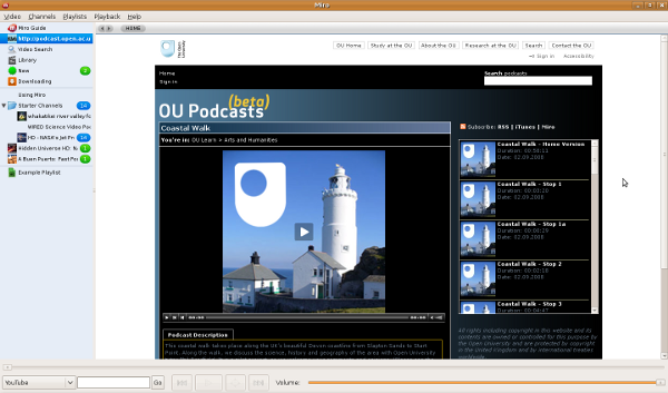 The OU Podcasts website, embedded in Miro