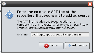 Adding the repository for Boxee to Synaptic