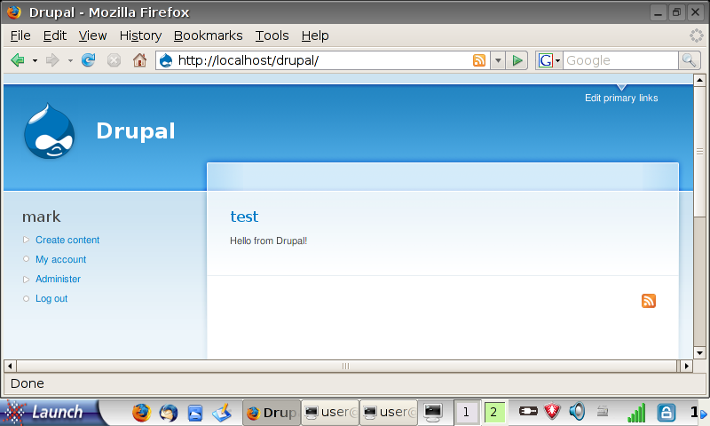 Screenshot of drupal running on an Asus EEE PC