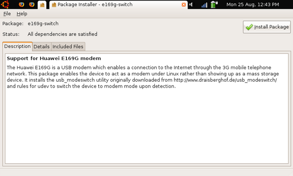 Screenshot of GDebi handling package on Ubuntu Netbook Remix
