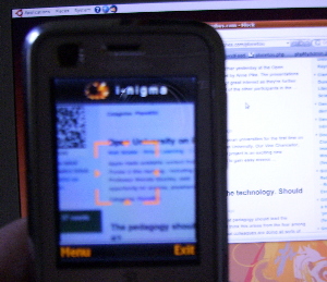 Using the i-nigma software to get the mobile code