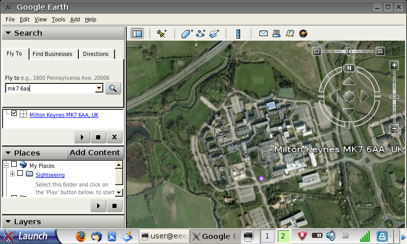Google earth screenshot showing aerial photograph of the Open University