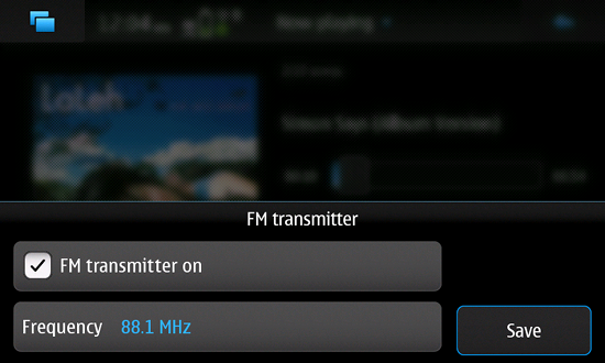 Screenshot of setup for N900 FM Transmitter
