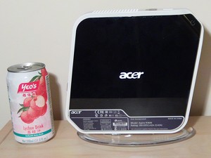 The Revo beside a can of Lychee drink for a size comparision