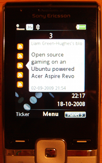 RSS ticker in action on the standby screen