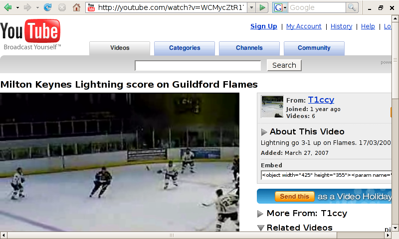 Screen shot of video on YouTube of MKL scoring against Guildford